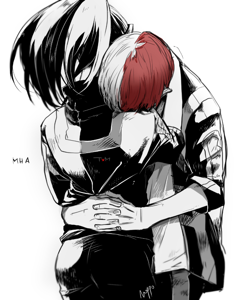 todoroki shoto and yaoyorozu momo (boku no hero academia) drawn by noppo