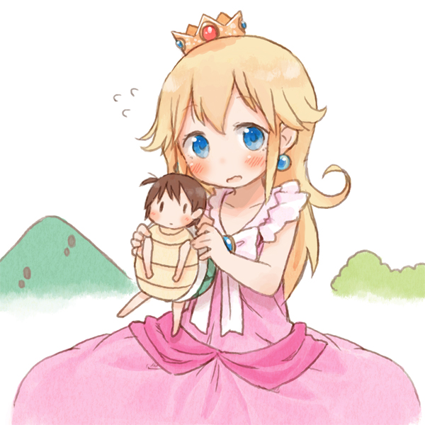 princess peach, itou chika, and ana coppola (mario and 1 more) drawn by dennou_usagi