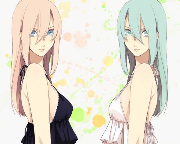 hatsune miku and megurine luka (vocaloid) drawn by katase_waka