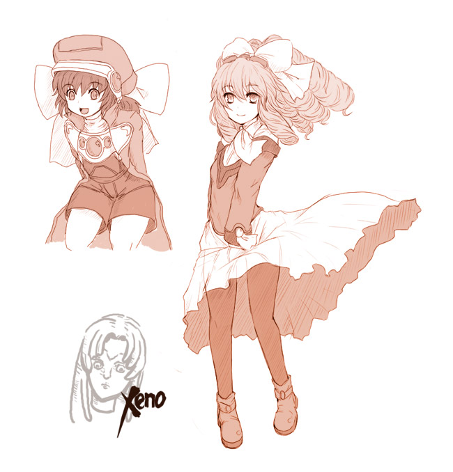 maria balthasar, marguerite fatima, and mokkos (xenosaga and 1 more) drawn by kara_(color)