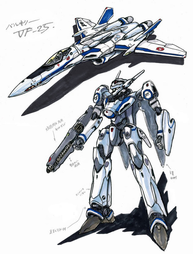 saotome alto and vf-25 (macross and 1 more) drawn by kawamori_shouji