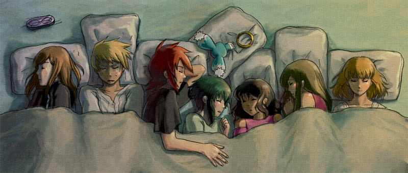 tear grants, luke fon fabre, anise tatlin, natalia luzu kimlasca lanvaldear, jade curtiss, and 3 more (tales of and 1 more) drawn by kitagawa_natsumi