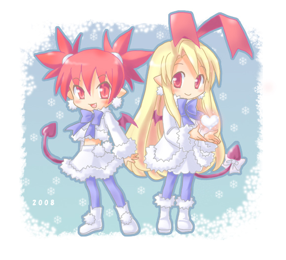 etna and flonne (disgaea and 4 more) drawn by karina