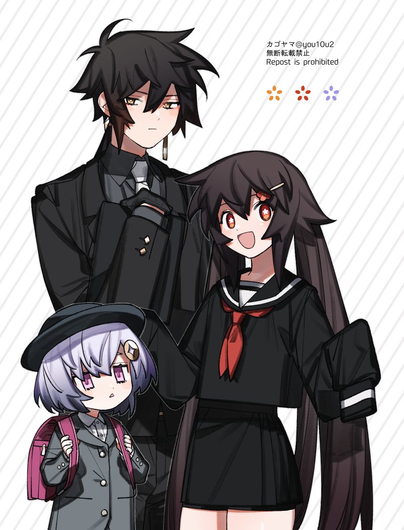 hu tao, zhongli, and qiqi (genshin impact) drawn by gagyogava