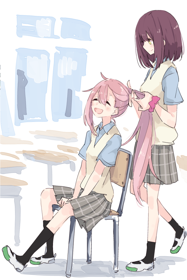 kagamihara nadeshiko and toki ayano (yurucamp) drawn by shiroshi_(denpa_eshidan)