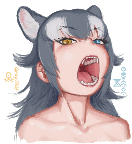 grey wolf (kemono friends) drawn by imnim_leef