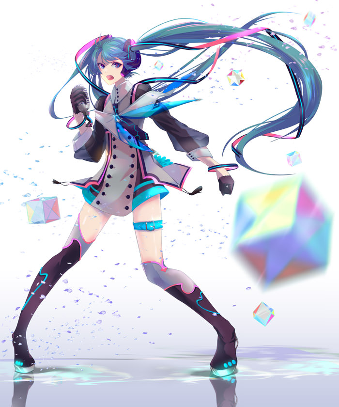 hatsune miku and magical mirai miku (vocaloid and 2 more) drawn by hoshima