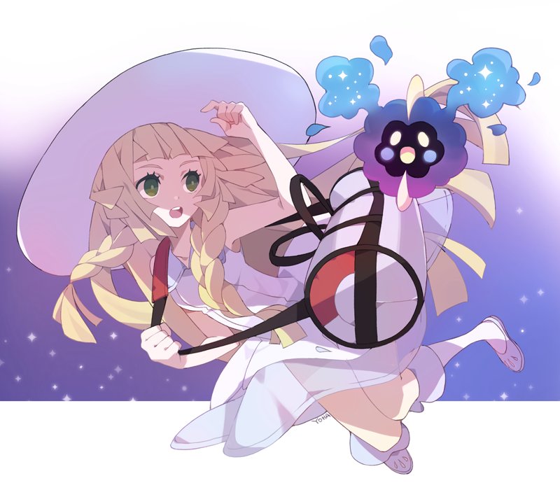 lillie and cosmog (pokemon and 1 more) drawn by da_yoha