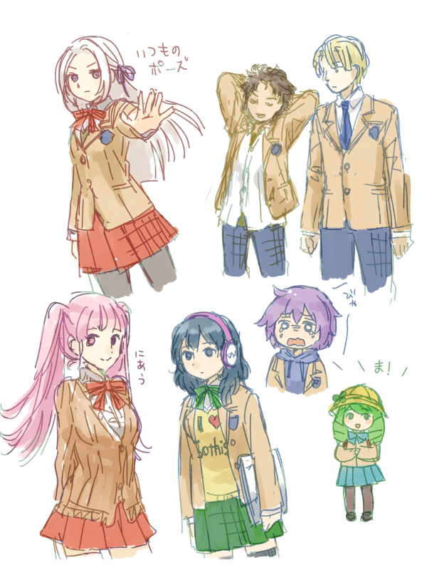 female byleth, edelgard von hresvelg, dimitri alexandre blaiddyd, hilda valentine goneril, claude von riegan, and 2 more (fire emblem and 2 more) drawn by pirihiba