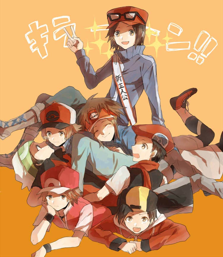 red, ethan, hilbert, brendan, calem, and 2 more (pokemon and 7 more) drawn by tanisakiho
