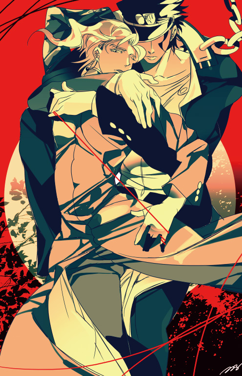 kujo jotaro and kakyoin noriaki (jojo no kimyou na bouken and 1 more) drawn by tsuruko_turuta