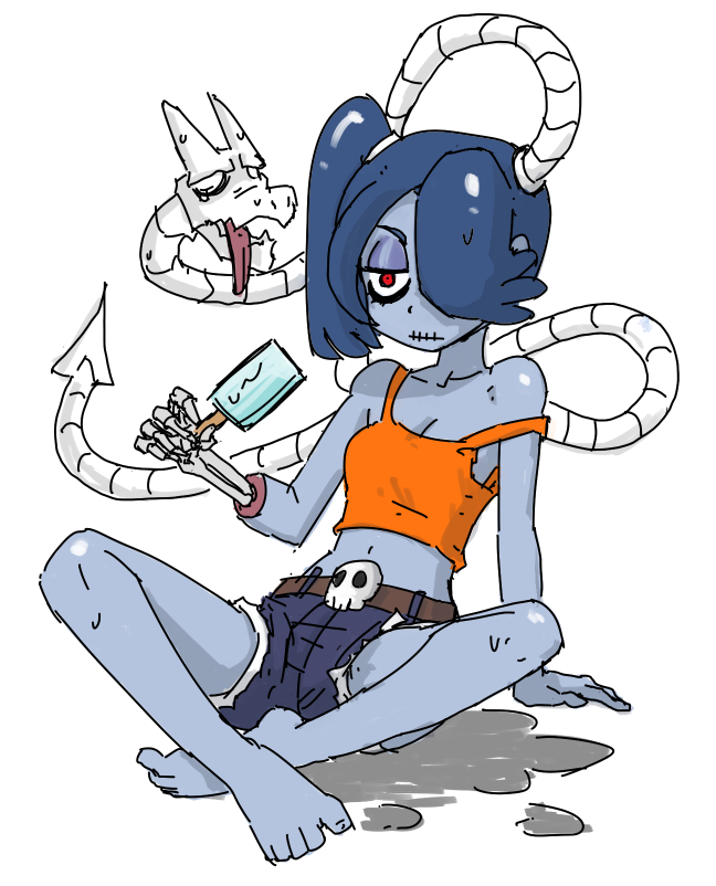 squigly and leviathan (skullgirls) drawn by n-13.