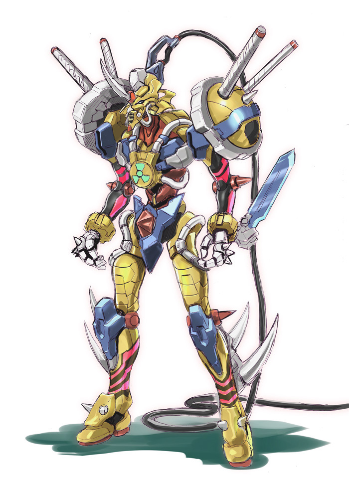 eva 01 and chinese gundam (gundam and 1 more) drawn by yanagi_joe