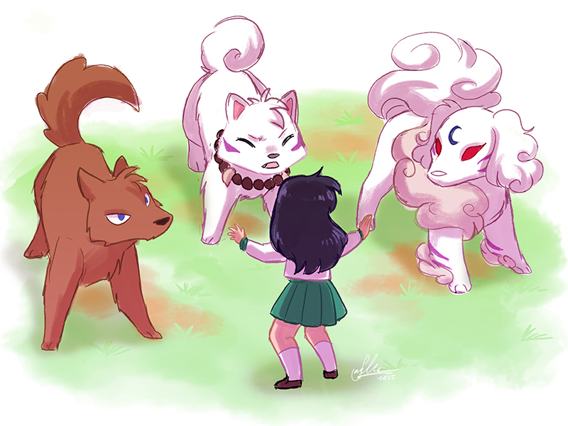 inuyasha, higurashi kagome, sesshoumaru, and kouga (inuyasha and 2 more) drawn by sandra_chiem