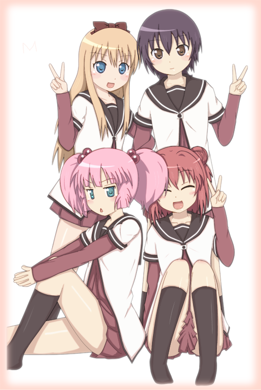 toshinou kyouko, akaza akari, funami yui, and yoshikawa chinatsu (yuruyuri) drawn by x_sunshine_x
