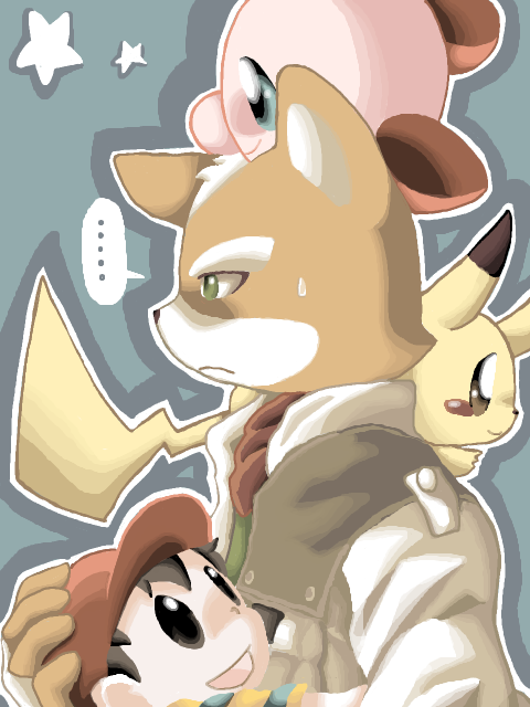 pikachu, kirby, ness, and fox mccloud (pokemon and 5 more)