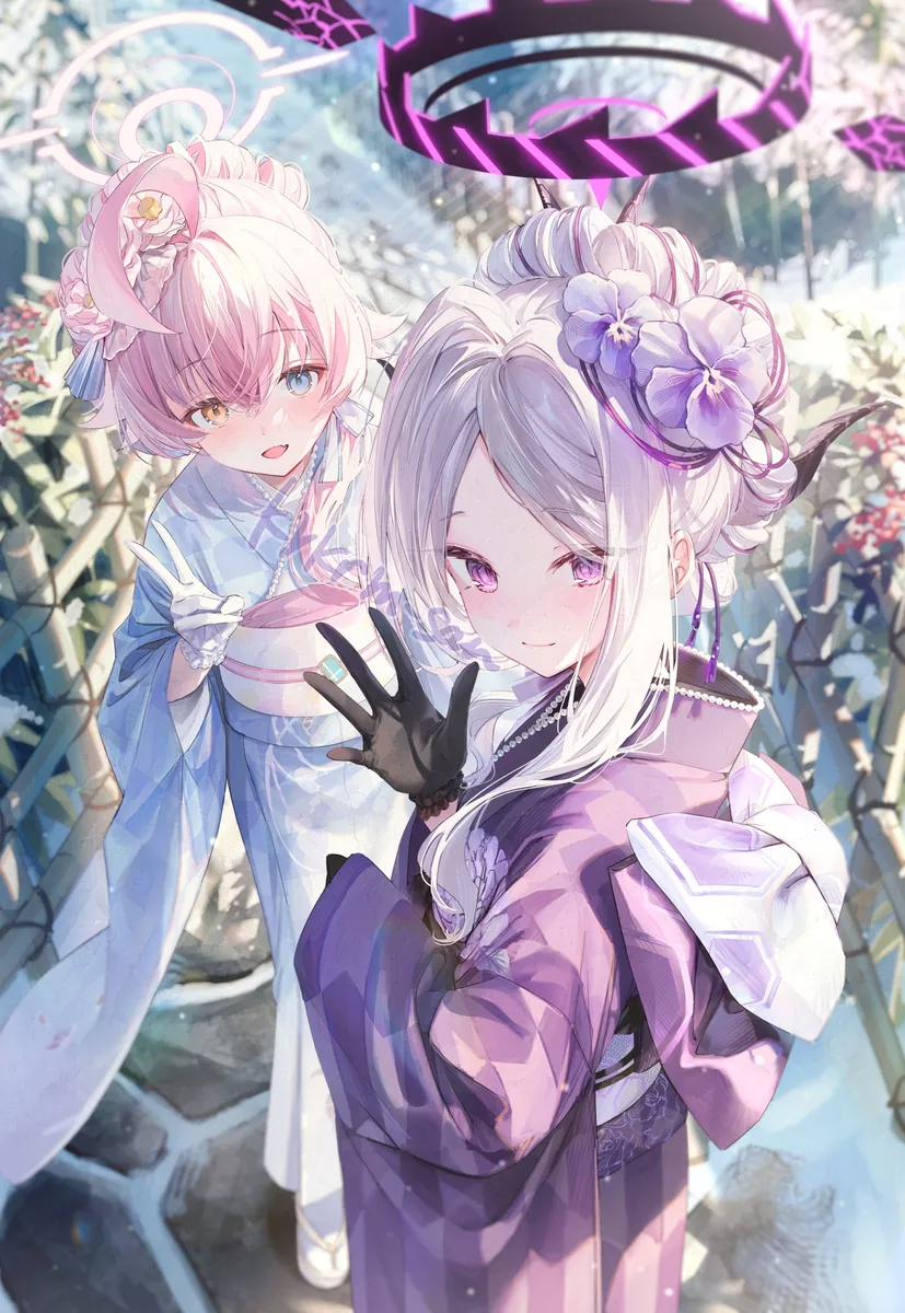 hina and hoshino (blue archive) drawn by ouri_(aya_pine)