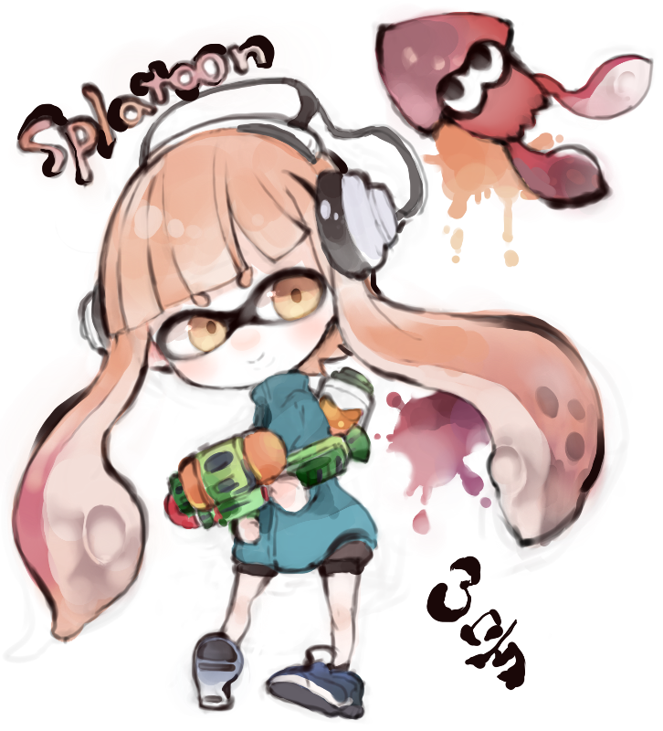 inkling player character and inkling girl (splatoon and 1 more) drawn by kotatu_(akaki01aoki00)