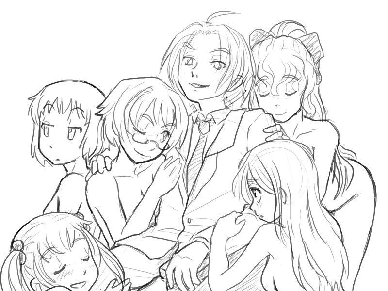 ikezawa hanako, satou lilly, tezuka rin, ibarazaki emi, hakamichi shizune, and 1 more (katawa shoujo) drawn by pimmy
