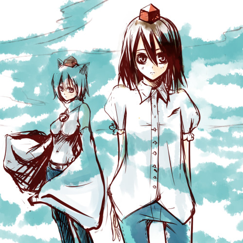 shameimaru aya and inubashiri momiji (touhou) drawn by miya9