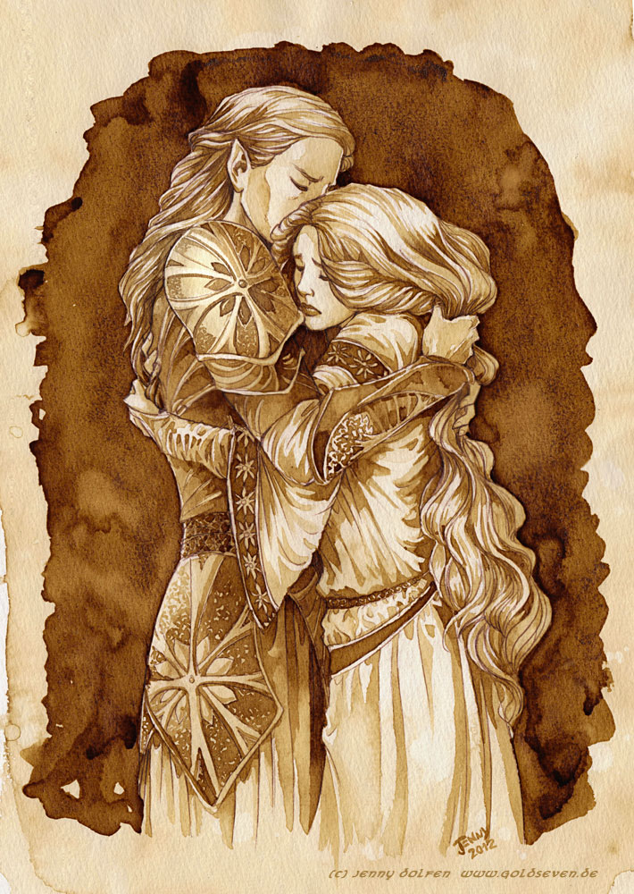 galadriel and finarfin (tolkien's legendarium and 1 more) drawn by jenny_dolfen
