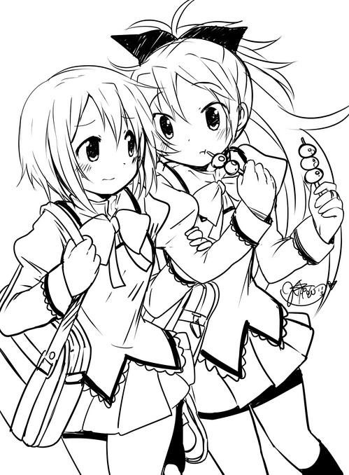 miki sayaka and sakura kyoko (mahou shoujo madoka magica) drawn by gleision_adain