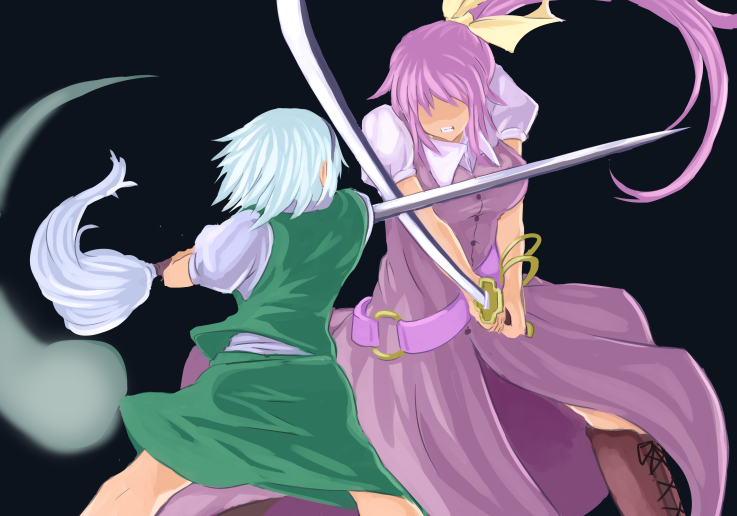 konpaku youmu and watatsuki no yorihime (touhou) drawn by kenuu_(kenny)