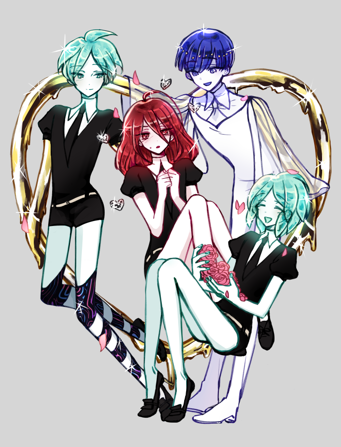 phosphophyllite and cinnabar (houseki no kuni) drawn by pin_(velika)