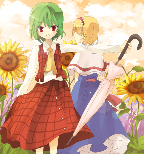 alice margatroid and kazami yuuka (touhou) drawn by chocho_(homelessfox)