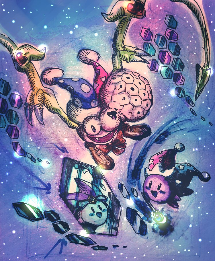 kirby, marx, and mirror kirby (kirby and 2 more) drawn by takenokonoko
