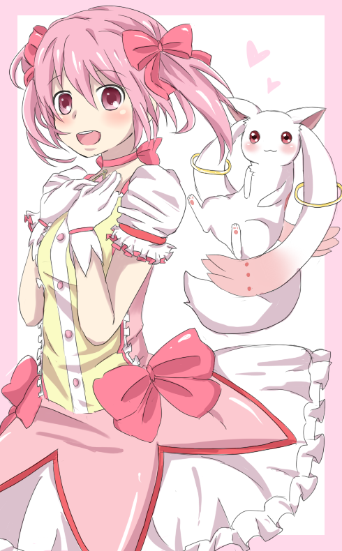kaname madoka and kyubey (mahou shoujo madoka magica) drawn by pixiv_557532