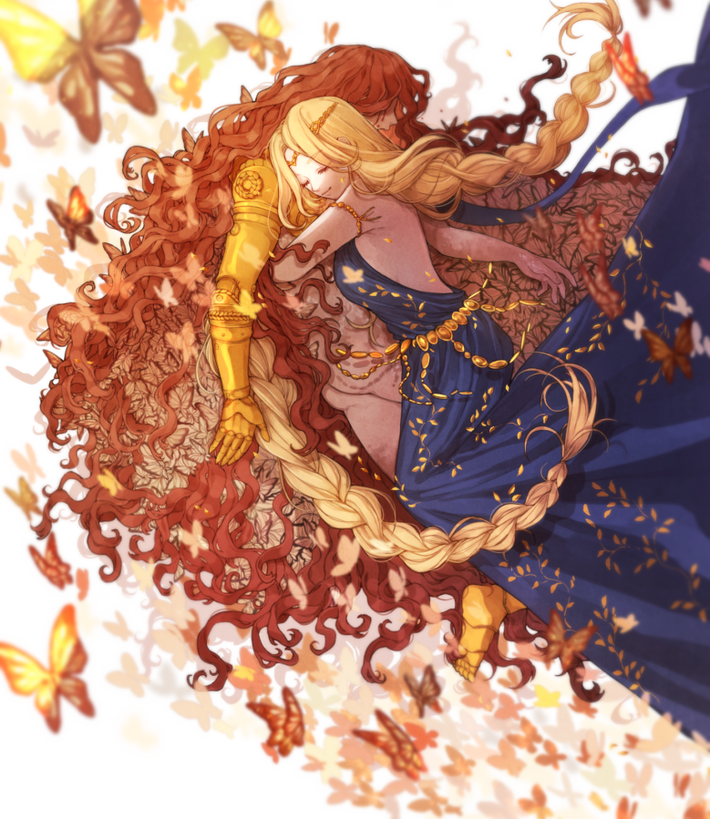 malenia blade of miquella, queen marika the eternal, and malenia goddess of rot (elden ring) drawn by donar0217
