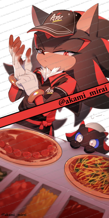 shadow the hedgehog, dark chao, and shadow chao (sonic) drawn by iiimirai