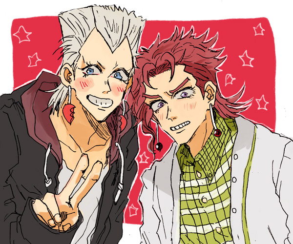 kakyoin noriaki and jean pierre polnareff (jojo no kimyou na bouken and 1 more) drawn by sahau228