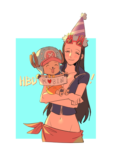 nico robin and tony tony chopper (one piece) drawn by raine_(acke2445)