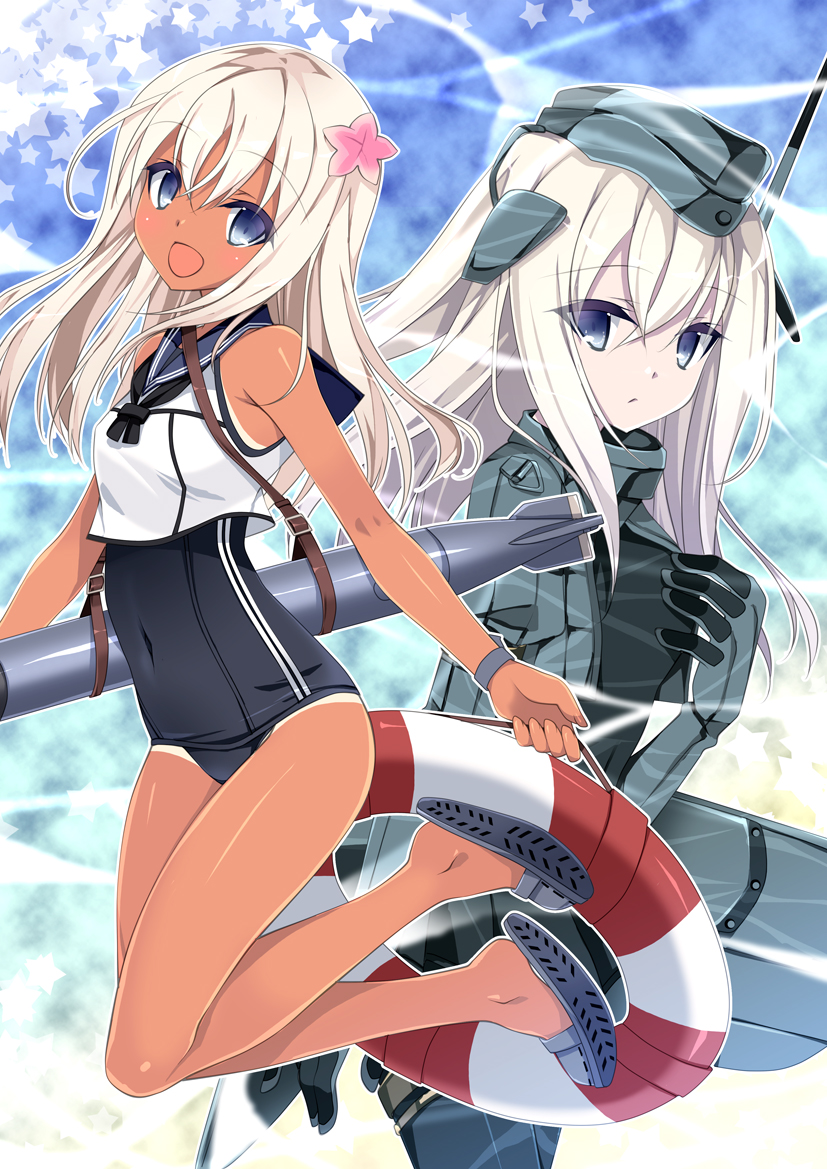 ro-500 and u-511 (kantai collection) drawn by kobayashi_chisato