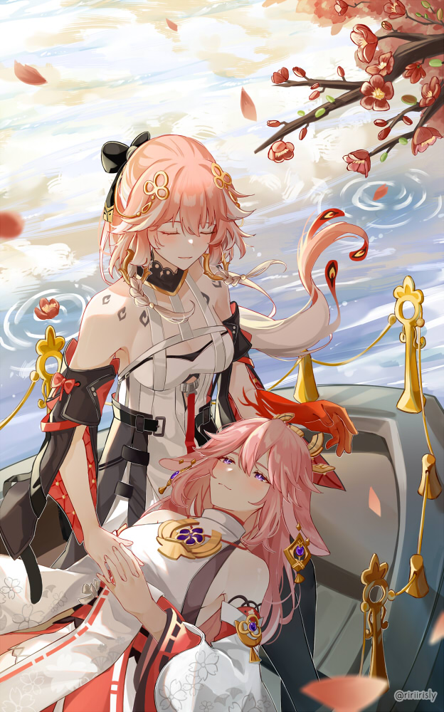yae miko and changli (genshin impact and 1 more) drawn by ririirisly
