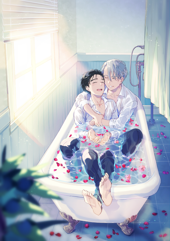 katsuki yuuri and viktor nikiforov (yuri!!! on ice) drawn by kuroemon