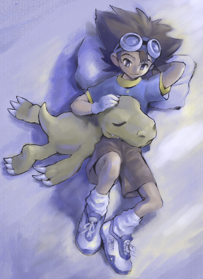 yagami taichi and agumon (digimon and 1 more) drawn by maechin-lazybear