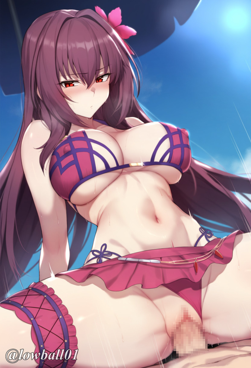 scathach (fate and 1 more) drawn by lowball01