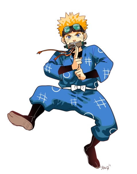 uzumaki naruto and inadera rantarou (naruto and 1 more) drawn by okada_(hoooojicha)