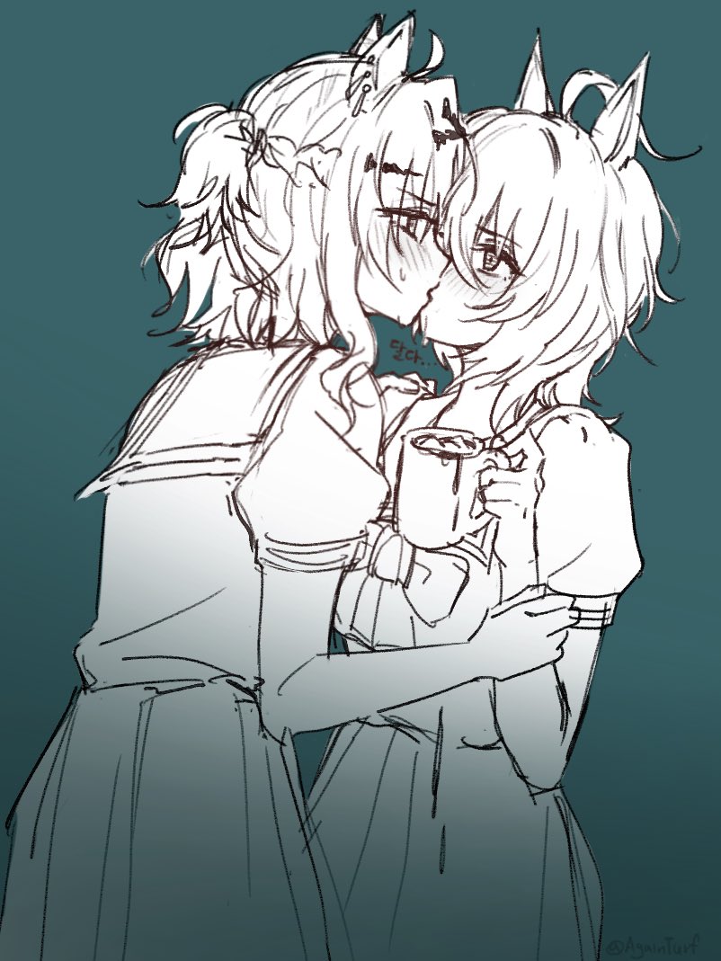 agnes tachyon and jungle pocket (umamusume) drawn by againturf