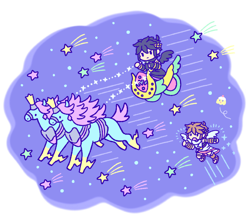 pit, dark pit, souflee, phos, and lux (kid icarus and 1 more) drawn by nopepe