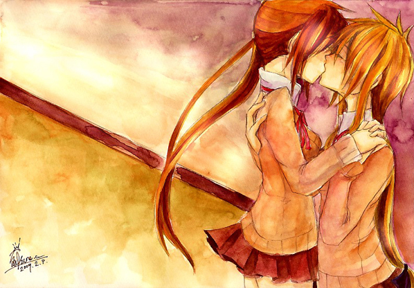 fate testarossa and takamachi nanoha (lyrical nanoha and 1 more) drawn by sorato_(astllatte)