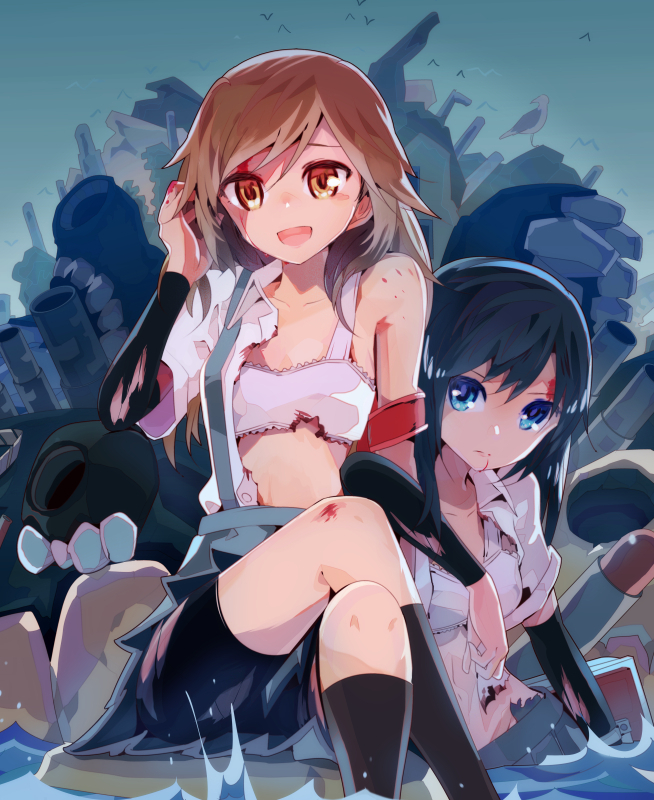 asashio, arashio, ha-class destroyer, and ho-class light cruiser (kantai collection) drawn by inaeda_kei