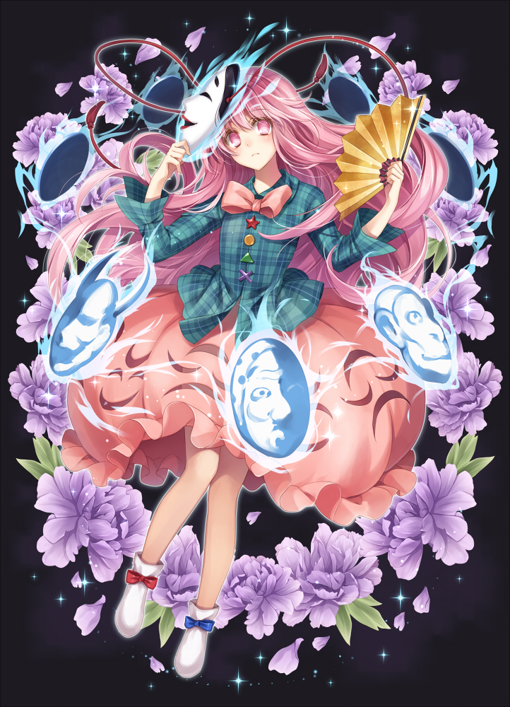 hata no kokoro (touhou) drawn by hagiwara_rin