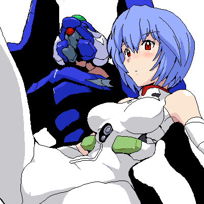 ayanami rei and eva 00 (neon genesis evangelion) drawn by cl-55