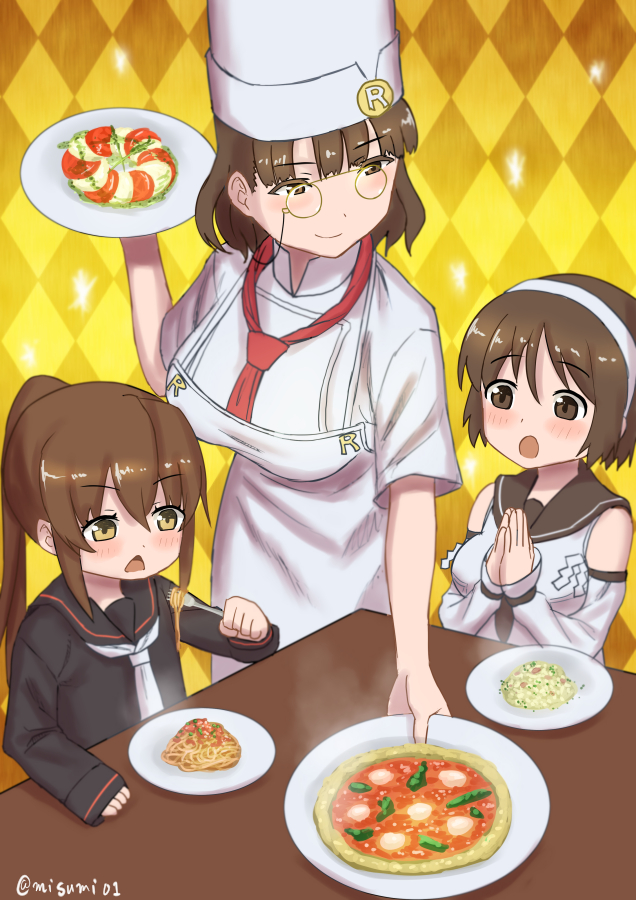 fumizuki, roma, and natori (kantai collection) drawn by misumi_(niku-kyu)