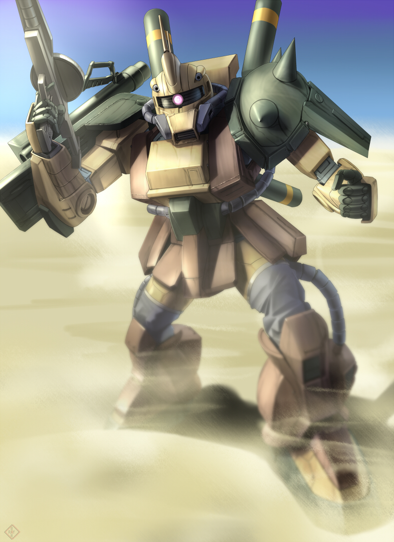 zaku iii and desert zaku (gundam and 1 more) drawn by raybar