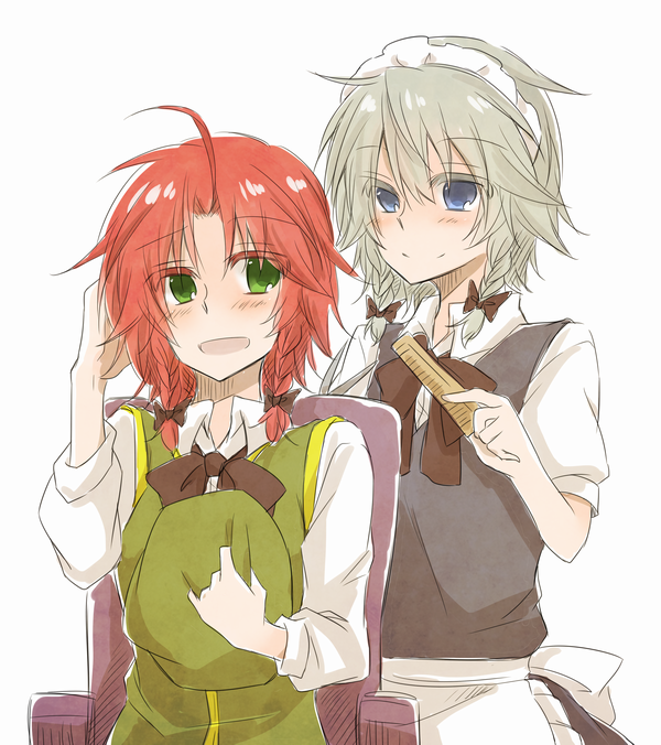izayoi sakuya and hong meiling (touhou) drawn by yuuta_(monochrome)